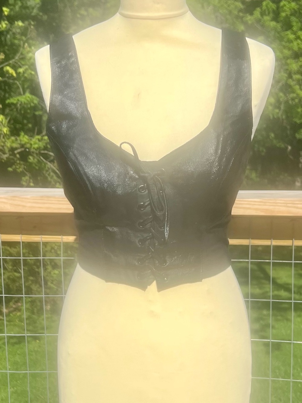 Wilson Black Satin-Lined Leather Vest Bustier